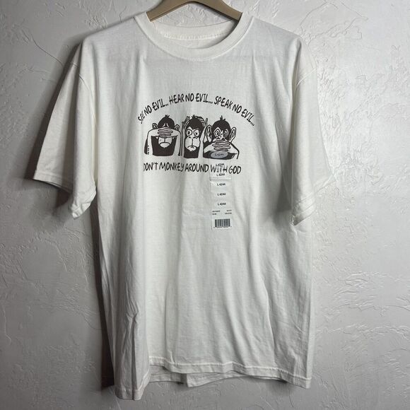 Fruit Of The Loom Novelty Tee Shirt Hear No Evil Monkey God Size Large - Picture 2 of 7